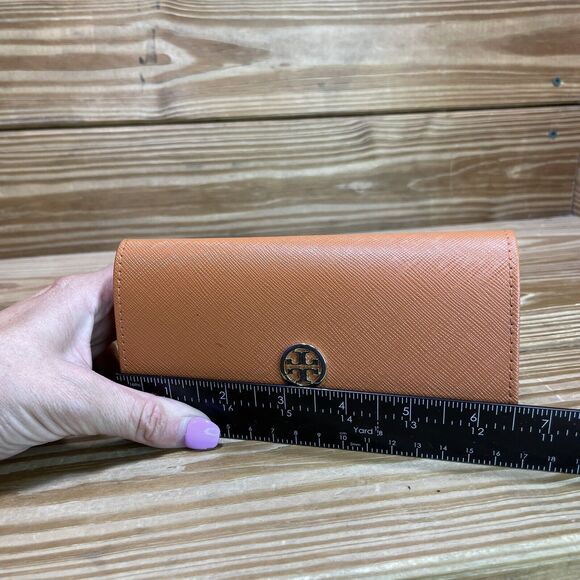 Tory Burch Sunglasses Case Orange Leather Magnetic Eyeglasses Case - Picture 8 of 10